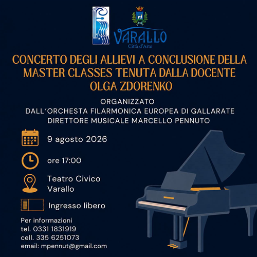 Concerto degli allievi a conclusione della Master Classes - Domenica 9 agosto ore 17