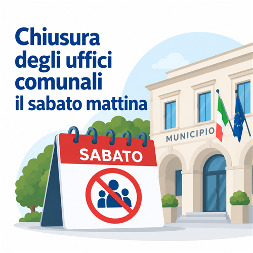 Da ottobre Uffici comunali chiusi al pubblico di sabato, tranne Biblioteca e Polizia municipale